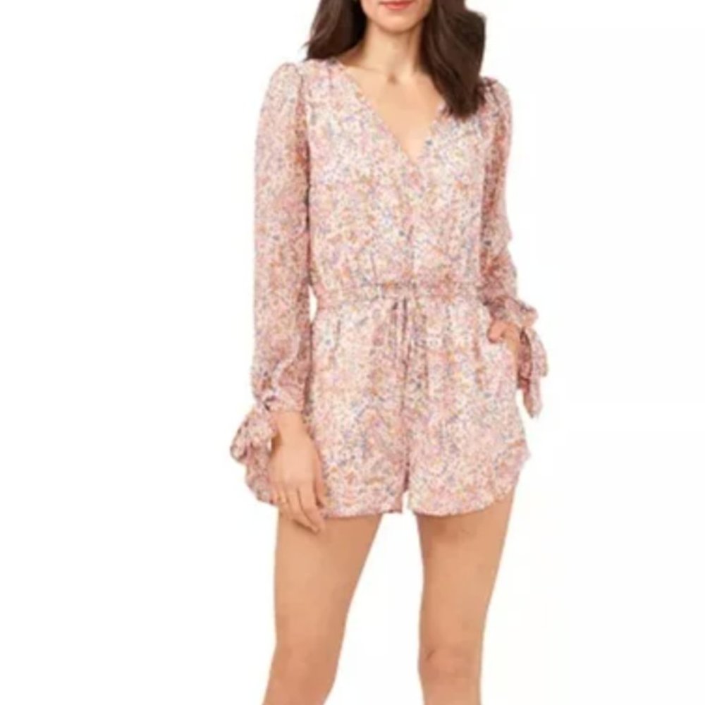 NEW 1.State Spring In Bloom Floral Print Long Sleeve Romper Size 1X